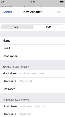 Press Host Name and key in the name of your email provider's incoming server.