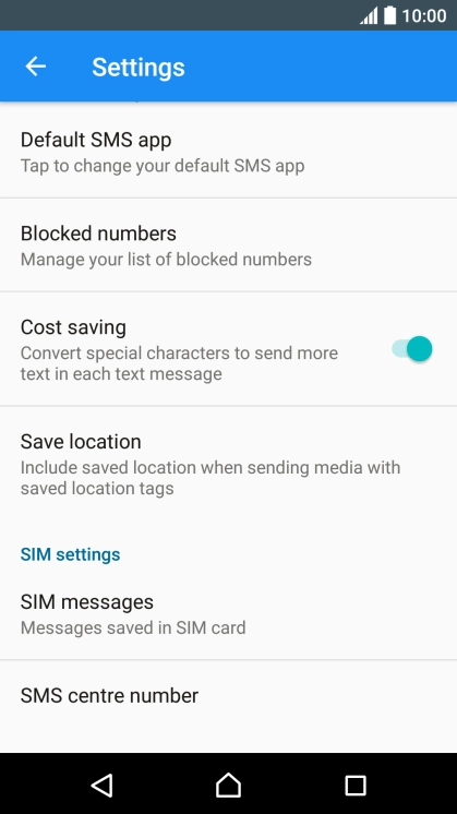 Press SMS centre number. Press SMS centre number.