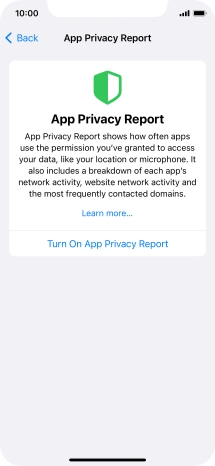 Press Turn On App Privacy Report to turn on the function.