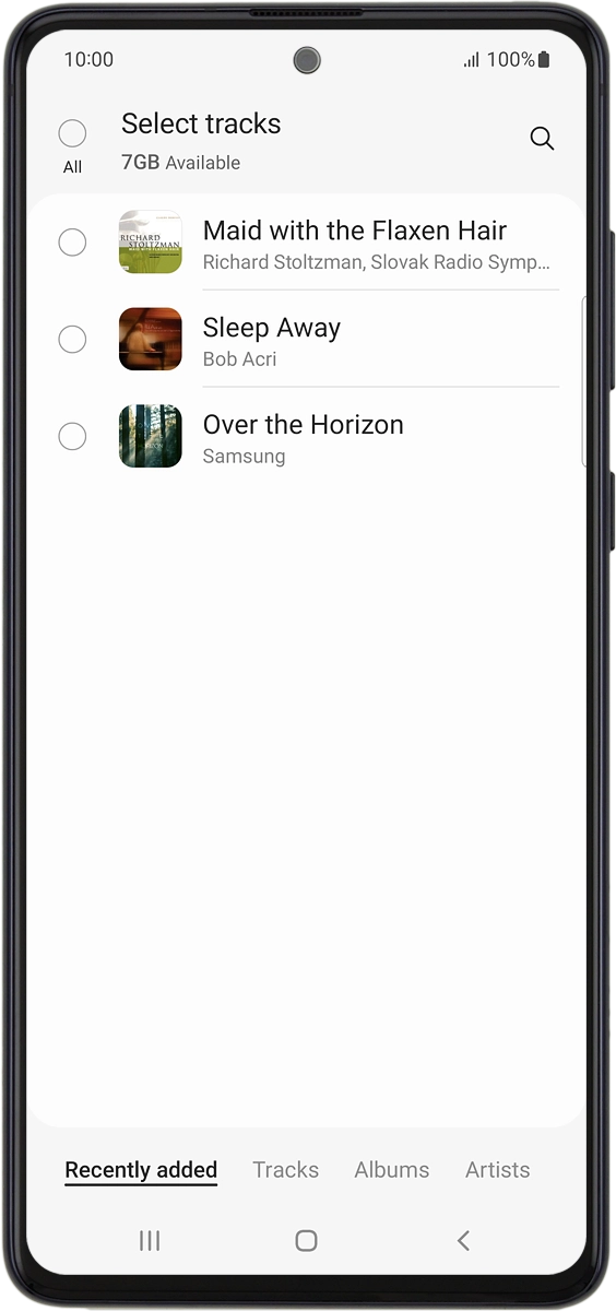 On your phone: Press the required audio files  to select them.
