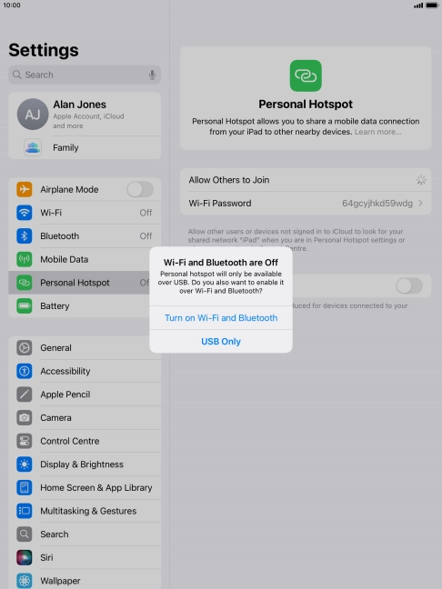 If Wi-Fi is turned off, press Turn on Wi-Fi and Bluetooth. If Wi-Fi is turned off, press Turn on Wi-Fi and Bluetooth.