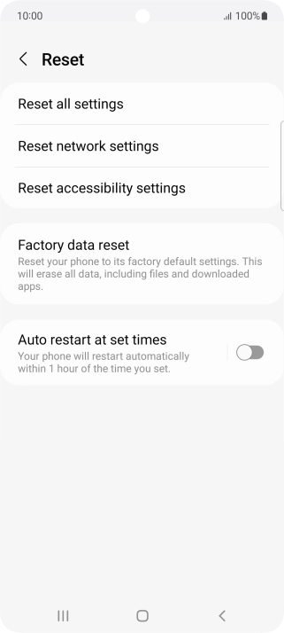 Press Factory data reset.