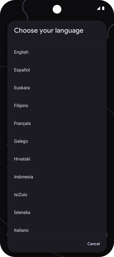 Press the required language.