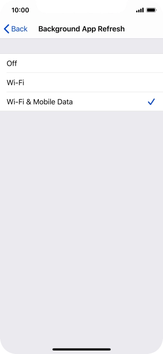 To turn off background refresh of apps, press Off.