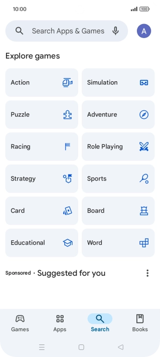 Press the search field.