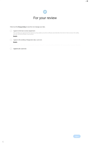 Press the fields next to the required settings to select them.