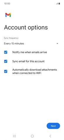 If this screen is displayed, you email account has been recognised and set up automatically. Follow the instructions on the screen to key in more information and finish setting up your phone.