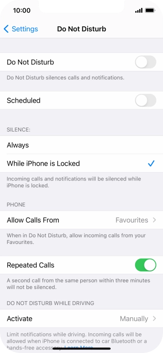 Press the indicator next to 