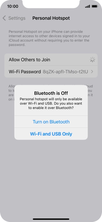 If Wi-Fi is turned on, press Wi-Fi and USB Only.
