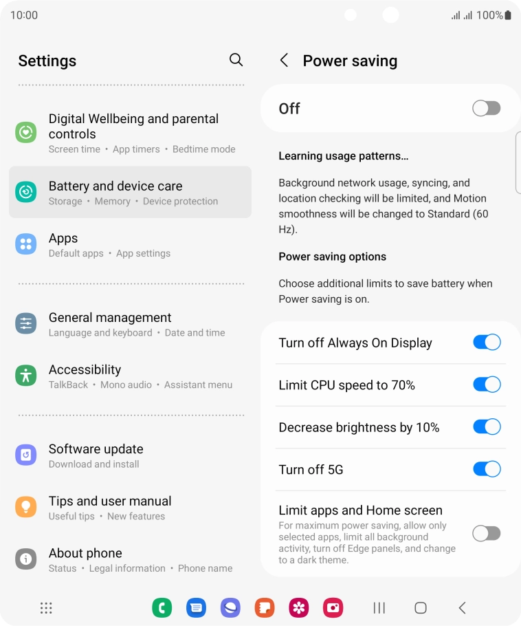 Press the indicators next to the required settings.