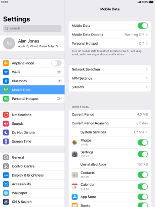 Press Mobile Data Options.