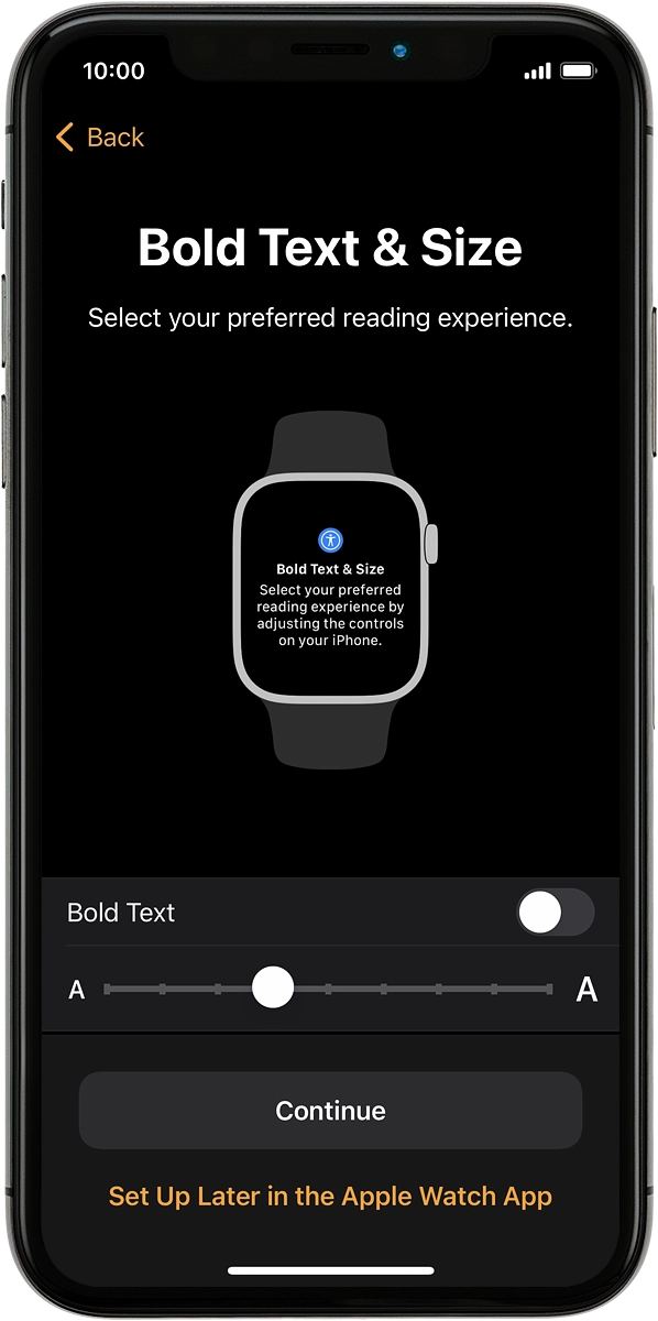On your phone: Follow the instructions on the screen to select the required settings and press Continue.