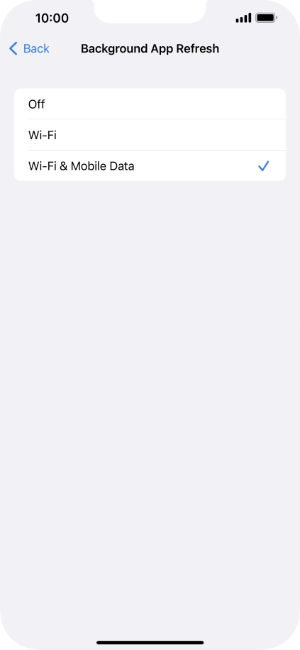 To turn off background refresh of apps, press Off.