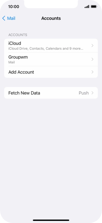 Press the name of the email account you've just set up.