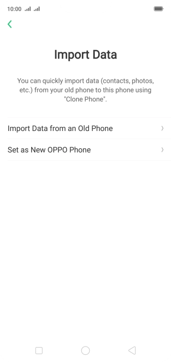 You can transfer the contents of another phone to your phone when it's activated for the first time and after a factory reset. When this screen is displayed, your phone is ready to transfer contents from another phone.