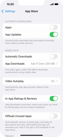Press the indicators next to the required content types to turn the function on or off.
