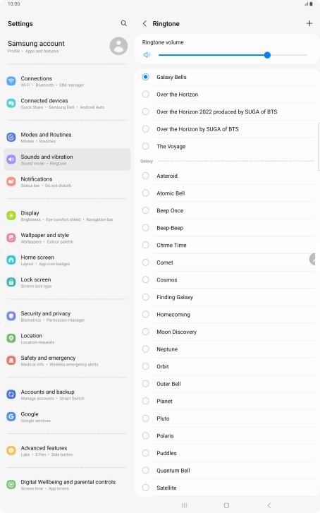 Press the required ring tones to hear them.
