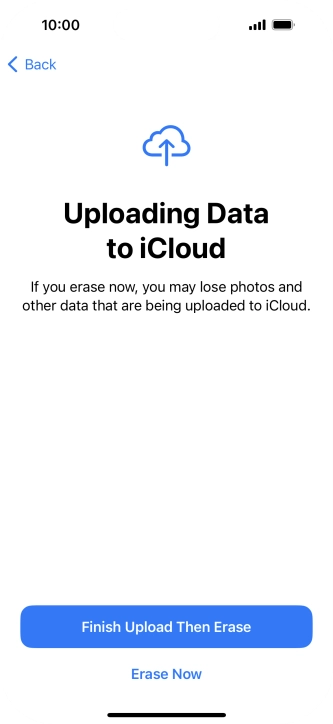 Press the required setting.