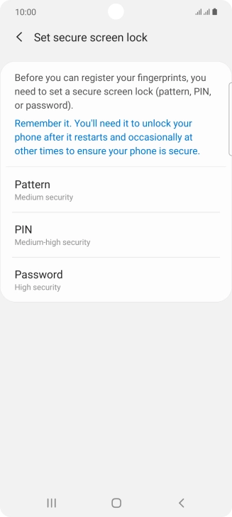 Press the required phone lock code and follow the instructions on the screen to create an additional phone lock code.
