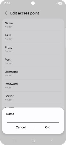 Key in Vodafone Internet and press OK. Key in Vodafone Internet and press OK.