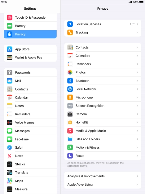 Press Location Services.
