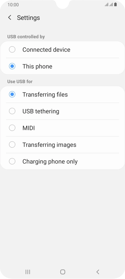 Press Transferring files to turn on the function.