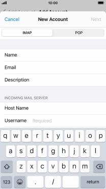 Press Username and key in the username for your email account. Press Username and key in the username for your email account.