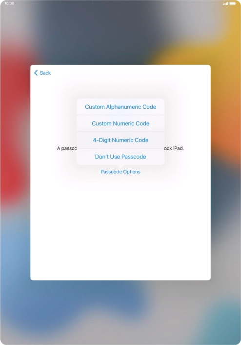 Follow the instructions on the screen to turn on use of lock code or press Don't Use Passcode. Follow the instructions on the screen to turn on use of lock code or press Don't Use Passcode.