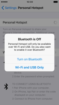 Press WiFi and USB Only. An internet connection from your computer via your phone is automatically established.