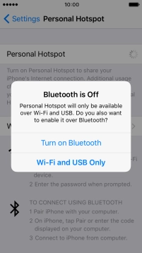 Press WiFi and USB Only. An internet connection from your computer via your phone is automatically established.
