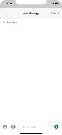 Press the text input field and write the text for your text message.