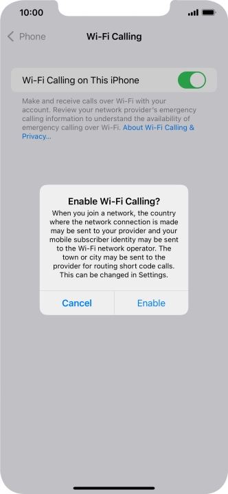 If you turn on the function, press Enable.