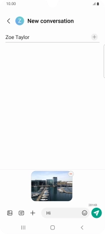 Press the send icon when you've finished your picture message. Press the send icon when you've finished your picture message.