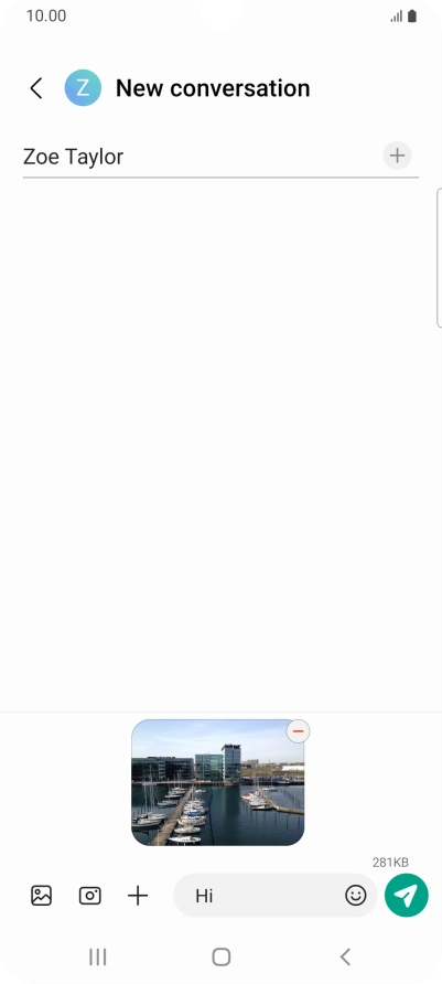 Press the send icon when you've finished your picture message. Press the send icon when you've finished your picture message.