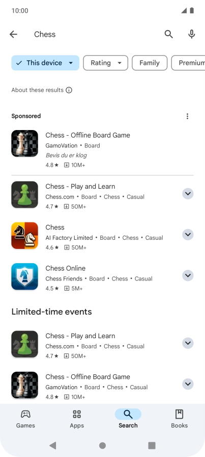 Press the required app.