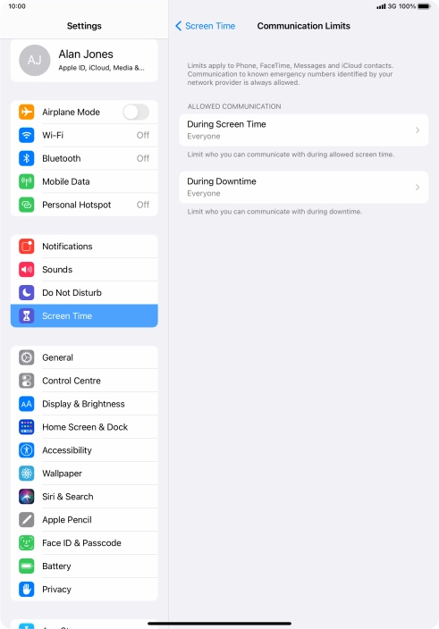 Press During Screen Time.