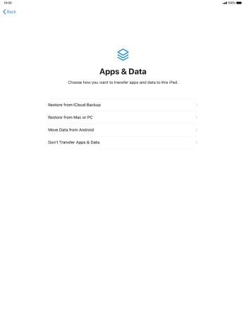 Press Don't Transfer Apps & Data and follow the instructions on the screen to finish the activation.