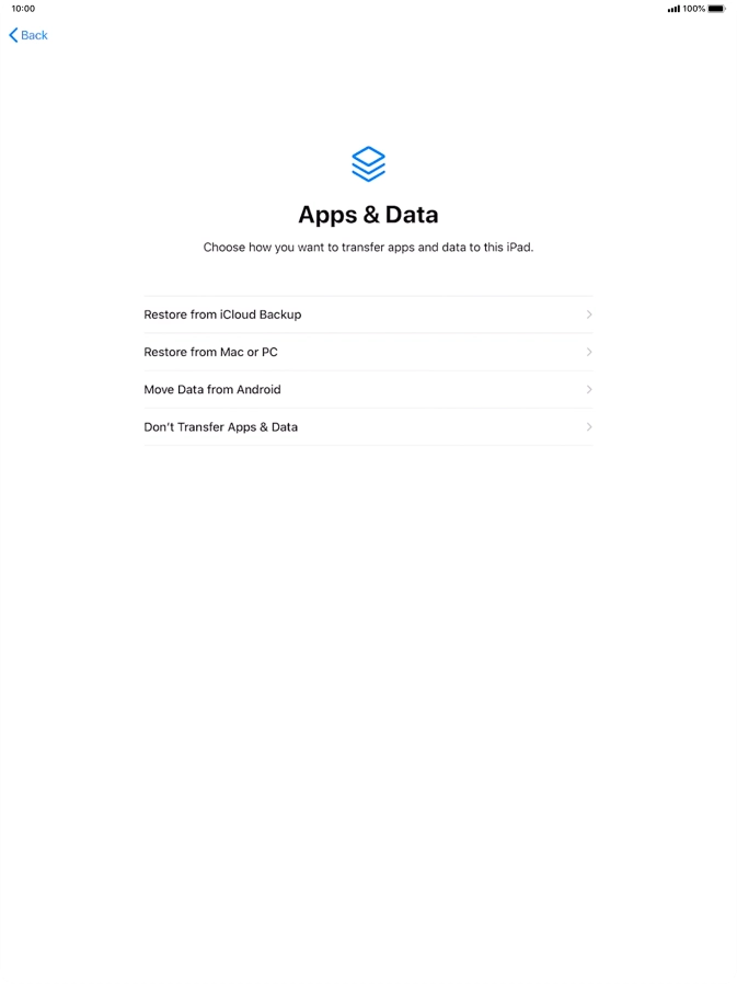 Press Don't Transfer Apps & Data and follow the instructions on the screen to finish the activation.