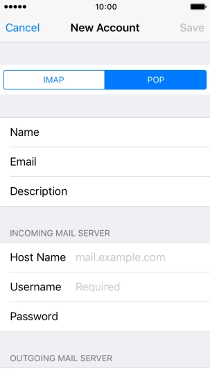 Press Host Name and key in the name of your email provider's incoming server.
