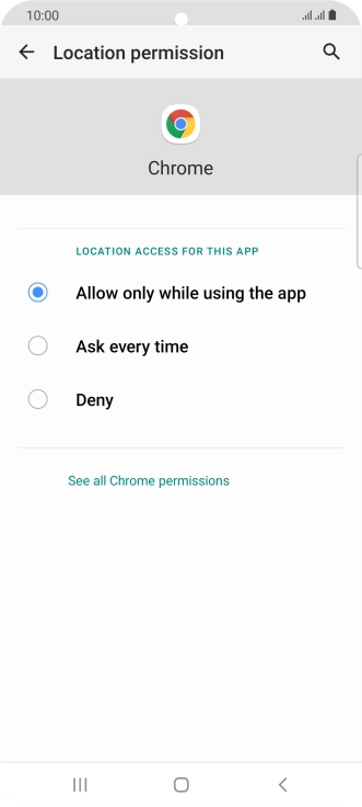 Press the required setting.