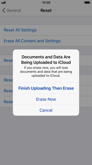Press the required setting.