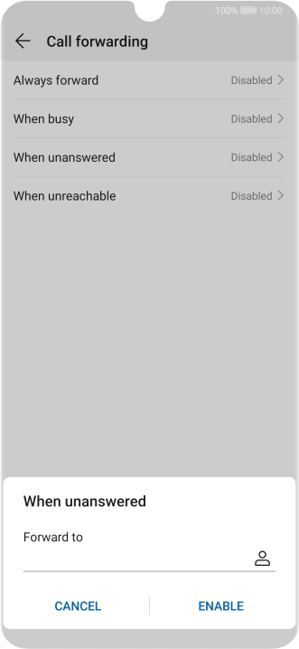 Key in +61414121121 and press ENABLE.