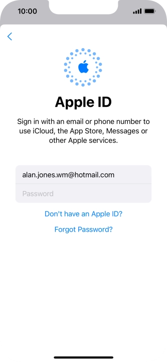Press Password and key in the password for your Apple ID.