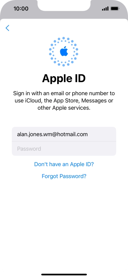 Press Password and key in the password for your Apple ID.
