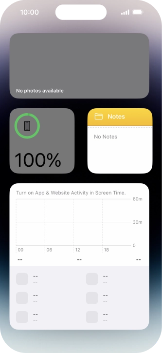 Slide your finger up or down on the screen to see more widgets.