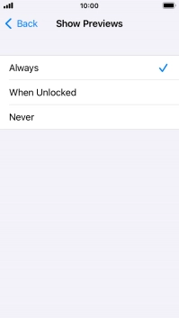 To select notification preview on the lock screen, press Always.