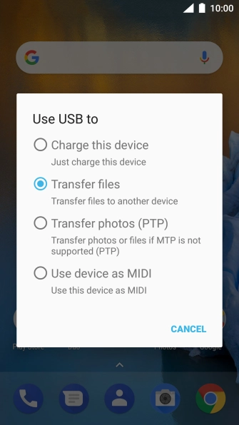 Press Transfer files.