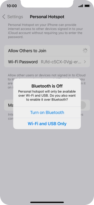 If Wi-Fi is turned on, press Wi-Fi and USB Only.