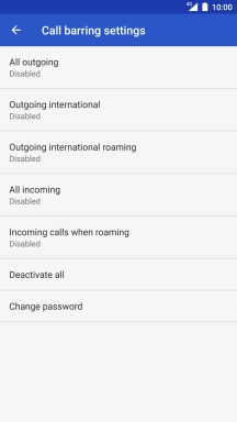 Press the required barring type.
