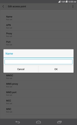 Key in Vodafone Internet and press OK.
